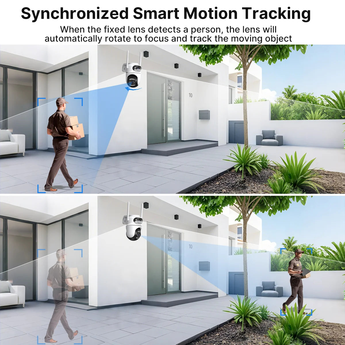 WONSDAR 2pcs Outdoor WIFI IP Camera Smart Home Security Protection PTZ Camera AI Auto Tracking Night Vision Surveillance iCsee