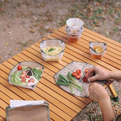 Outdoor Lightweight Folding Tableware Portable Bowl Dinner Plate Coffee Filter Funnel Water Cup Multi-purpose Camping Tableware