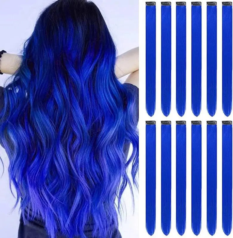KIt 10 mechas coloridas de cabelos com clip invisível extensões sintéticas praticas