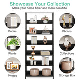 Tribesigns Bookshelf Storage Rack Standing Shelf 5 Tier Industrial Sturdy Bookshelf with Iron Pipe Frame