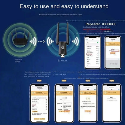 USB Wifi Repeater 300M Wi-Fi Signal Booster 2.4G Wireless Extender 2 Antenna Long Range Wi Fi Adapter For Desktop PC Laptop