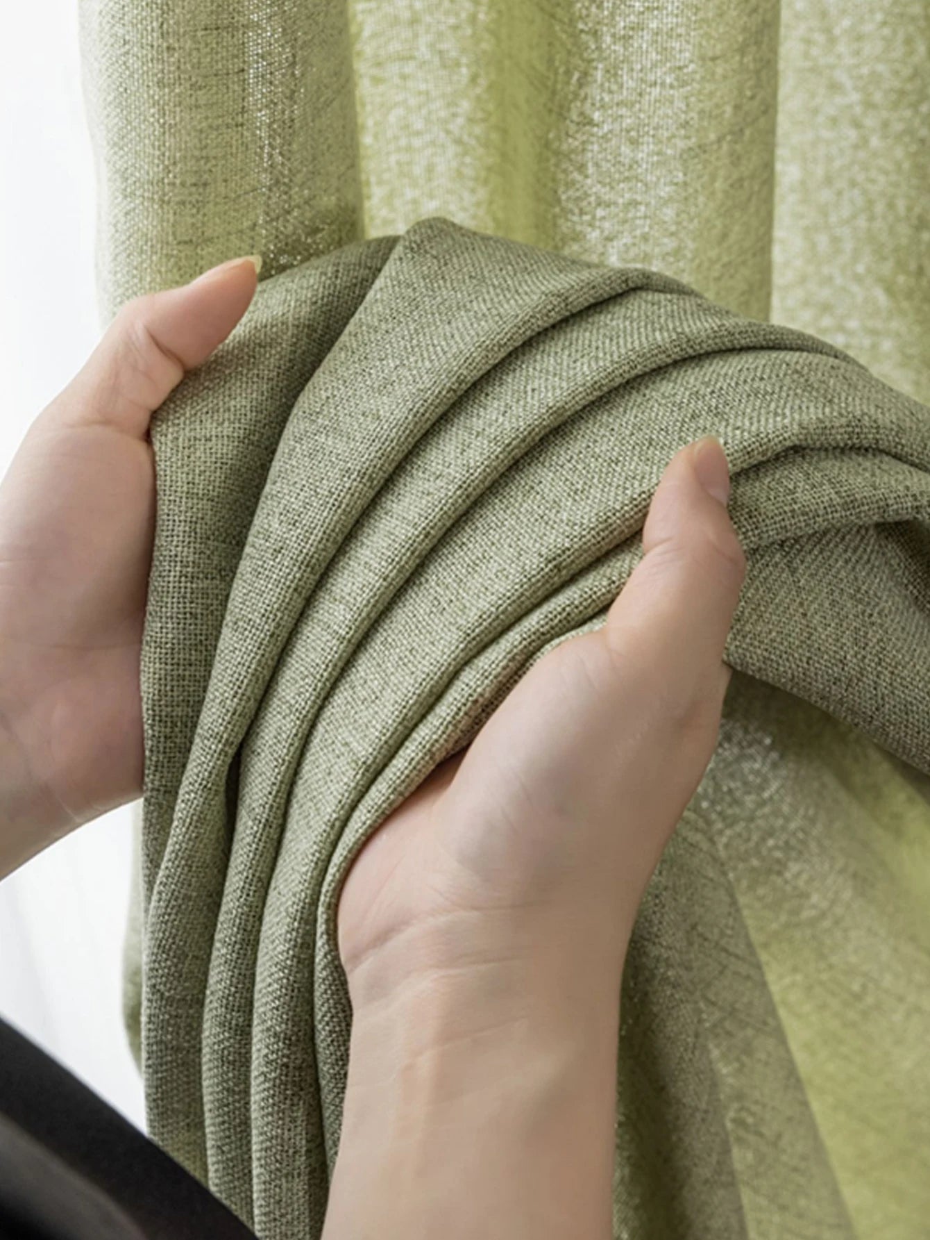 Spring and summer Japanese matcha, green cotton and linen curtains sheer curtains, opaque curtains, luxurious linen for bedrooms