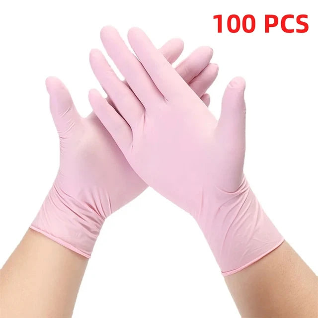 Luvas De Látex De Nitrilo Descartáveis Rosa, Sem Pó, Limpeza Doméstica, Trabalho De Salão De Beleza, Cozinha, 20 Pcs, 50 Pcs, 100Pcs