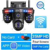 LS VISION 10X Optical Zoom 4-Screens WiFi IP Camera  35MP Outdoor Wifi Security PTZ Cam Auto Tracking Home Surveillance Cameras