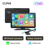 Junsun 9 inch Car DVR 4K Dash Cam Wireless Carplay for Apple Android Auto Dual Lens Video Recorder Dashboard Monitor FM BT AUX