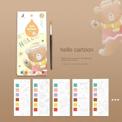20 Sheets Portable Children Watercolor Painting Book Paint with Water Kids Gouache Graffiti Picture Coloring Drawing Toys Gifts