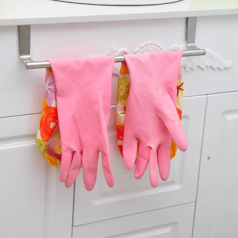 Toalleros de 2 tamaños sobre la puerta del armario de cocina, toallero, soporte colgante para barra, estante de baño, organizador para el hogar, gancho de pared largo