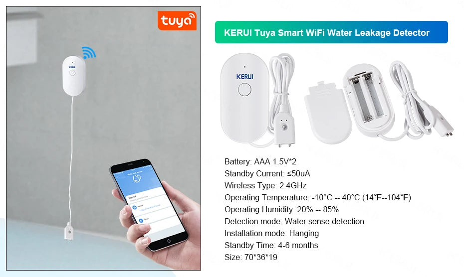 KERUI WIFI GSM Alarm System Kit W202 Home Security Protection Tuya Smart Support Alexa with Motion Detector Door Opening Sensor