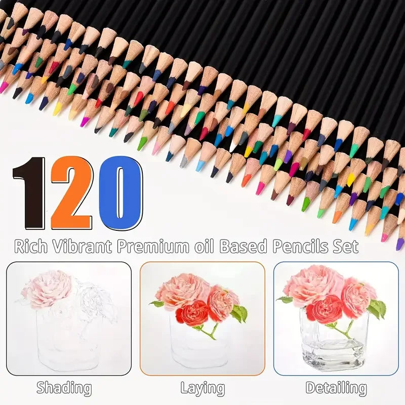 72/120/180/260 Color Lead Pencil Set - Vibrant Watercolor-Style Pencils, Erasable, Perfect for Artists & Beginners, Art Supplies