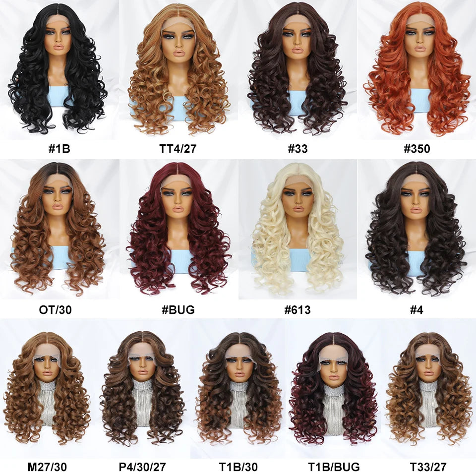 Black Brown Curly Wig Synthetic Lace Front Wigs For Women Blonde Orange Female Lace Wig 13X4.5X1 Cosplay Hair Daily Use