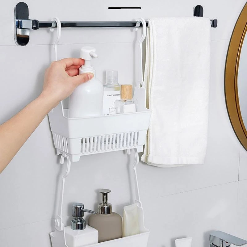 Sundries Hanging Basket Storage Drain Bag Shower Baskets with Hook Makeup for Kitchen Bathroom
