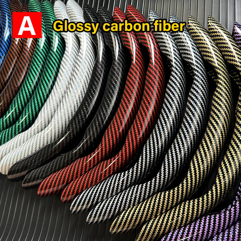 3PCS Carbon Fiber Car Round Steering Wheel Cover Non-Slip Steering Cover Protector Anti Dust Washable Interior Auto Accessories