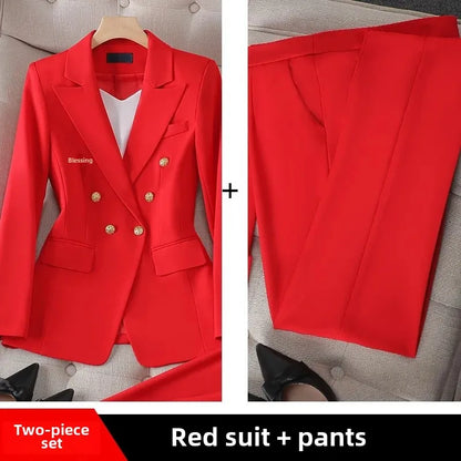Elegant Women's Fashionable White Western-Style Suit Zihongsuitsuit High-End Business Attire Long-Pants Set For Special Occasion