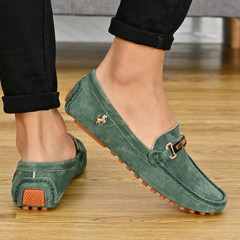YRZL Men's Loafers Big Size 48 Soft Driving Moccasins High Quality Flats Genuine Leather Slip-on Suede Loafers for Men