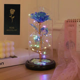 Flor de aluminio con luz LED en cubierta de vidrio, rosa eterna, regalo de San Valentín para novia, Día de la Madre, recuerdos de boda, regalo para dama de honor. 