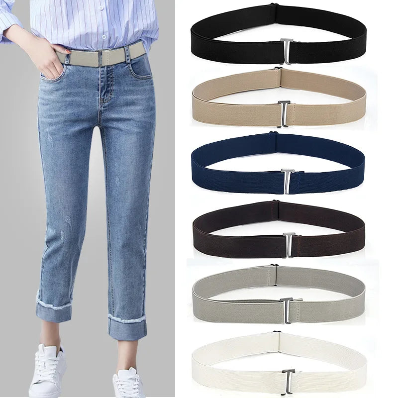 Adjustable Stretch Elastic Waist Band Invisible Belts Buckle-Free Belts for Women Men Jeans Pants Dress No Buckle Easy To Wear