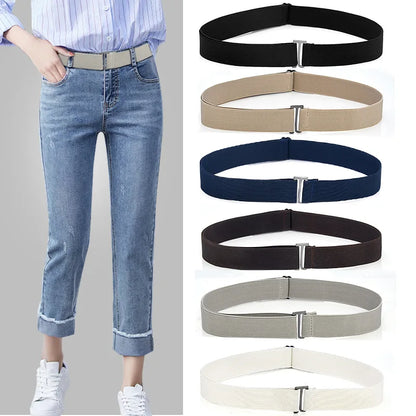 Adjustable Stretch Elastic Waist Band Invisible Belts Buckle-Free Belts for Women Men Jeans Pants Dress No Buckle Easy To Wear