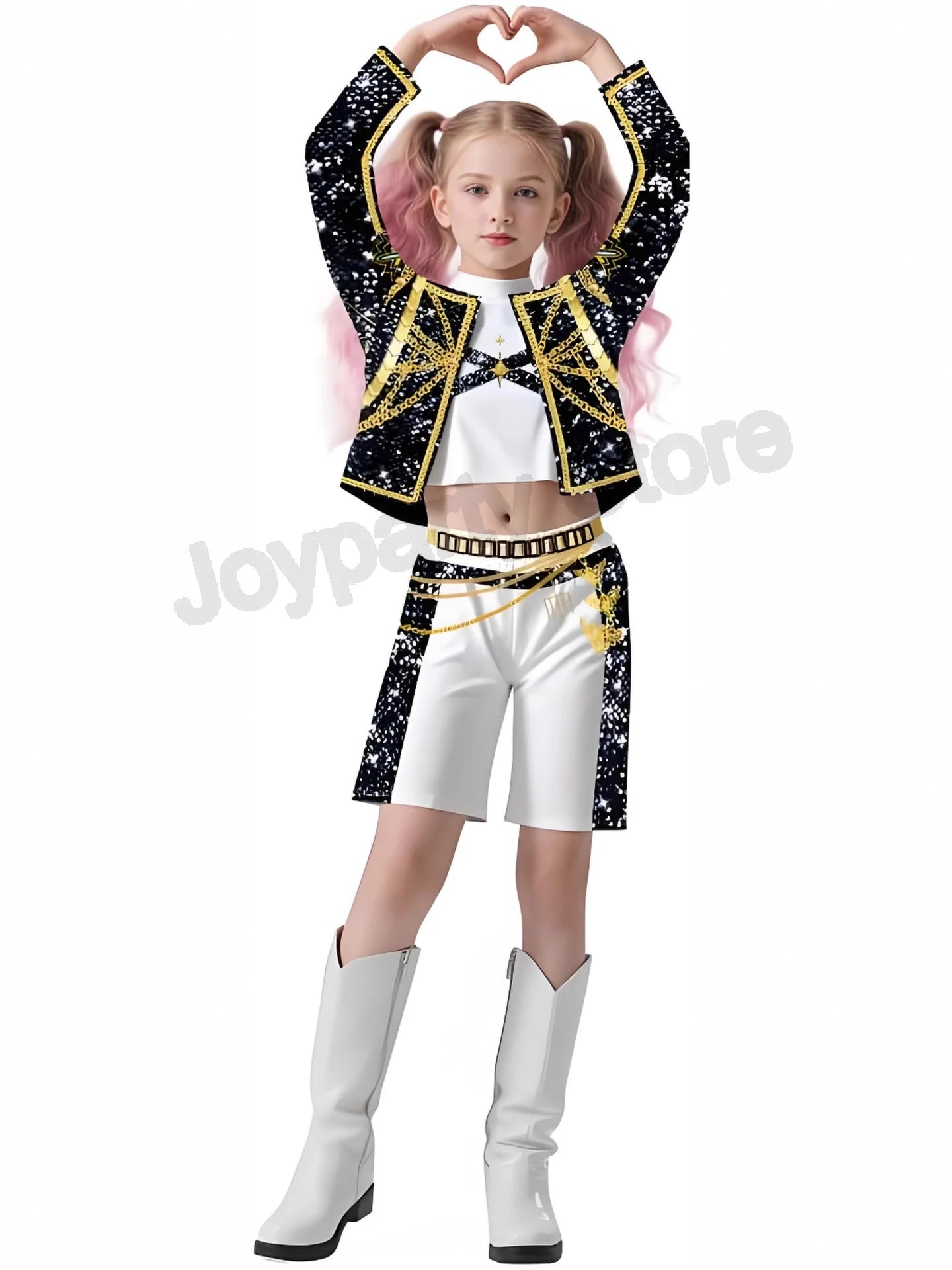 Children Girls Movie Kpop Mira Cosplay Costume Print Demon Hunters Zoey Rumi Cosplay Carnival Show Clothes Kids Girl Huntrix Set