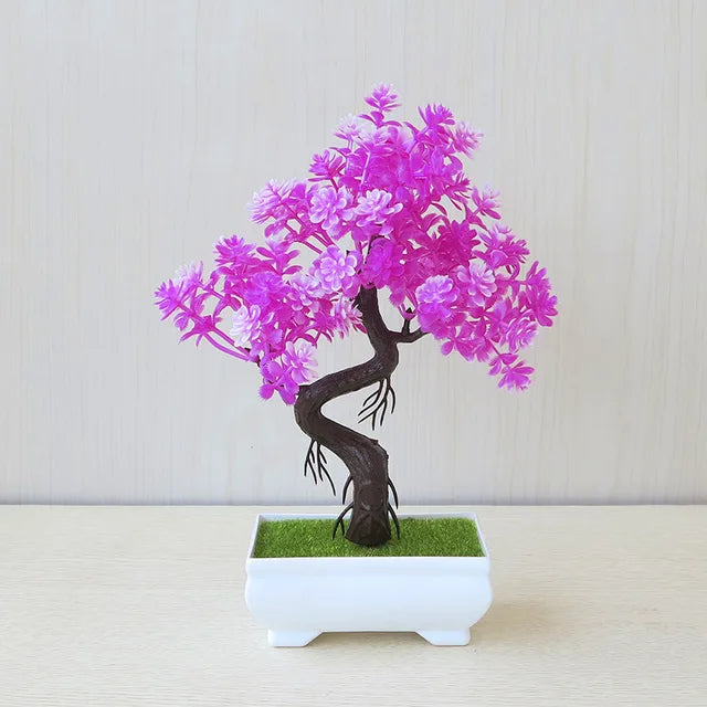 Plantas de plástico artificiais bonsai pequeno vaso de árvore planta falsa vaso de flores arranjo de jardim ornamentos quarto decoração de mesa de casa