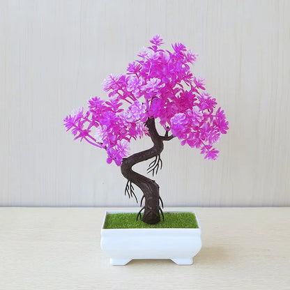 Plantas de plástico artificiais bonsai pequeno vaso de árvore planta falsa vaso de flores arranjo de jardim ornamentos quarto decoração de mesa de casa