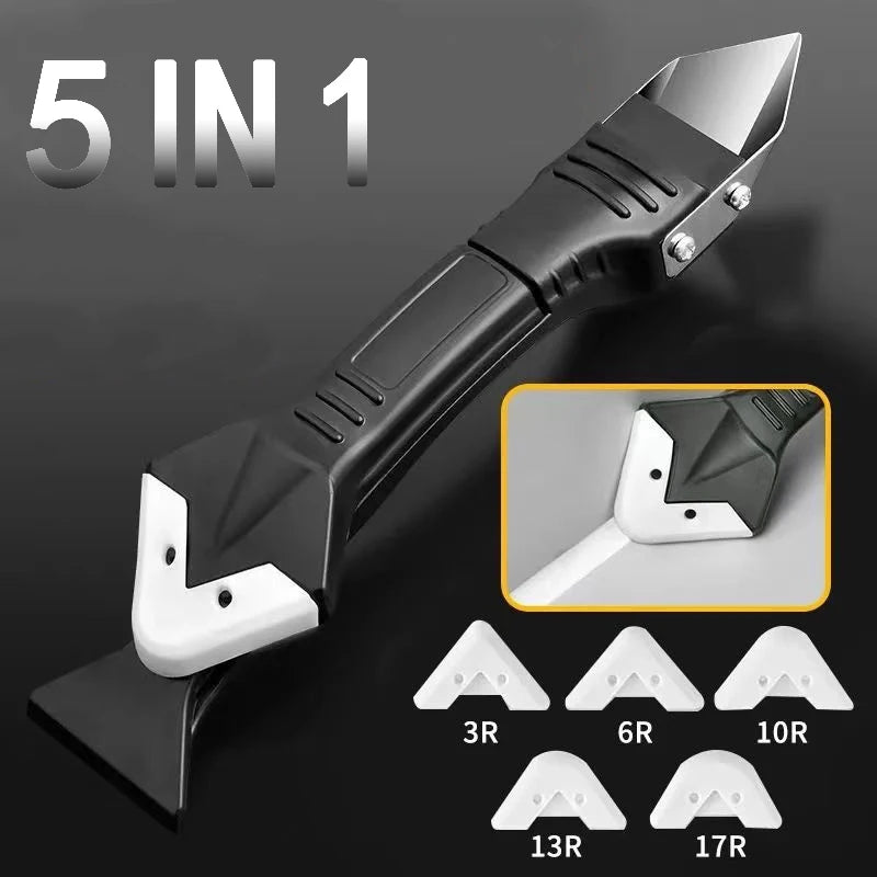Caulking Finisher Tool Set, 5 in 1, Silicone Scraper, Smooth Sealant, Grout Kit, Floor Mold Removal, Hand Tool Set
