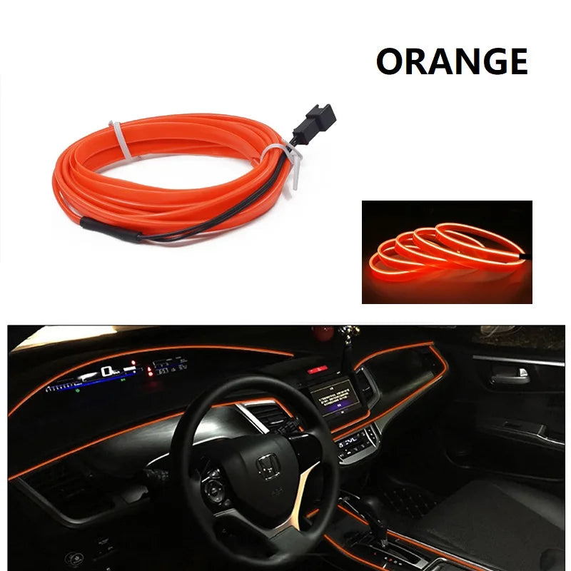 3M Car Cold Light Line LED Car Atmosphere Lamp Flexible Interior Decoration Moulding Trim Strips Light For USB Line Tube