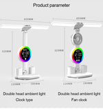 Rechargeable Led Table Lamp for Study Desk Lamp Reading Light Led Night Light with Fan Led Clock Dispaly Reading Desk Light