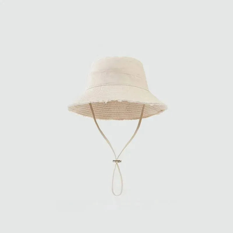 Summer Fisherman Cap for Women Korean Pink Large-Brimmed Bucket Hat Outdoor Beach Travel Sunshade Panama Hats