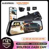 WOLFBOX G850 PRO 4K WiFi Mirror Dash Cam with ADAS and BSD 5.8GHz WiFi Voice Control Car DVR Rearview Mirror 12inch