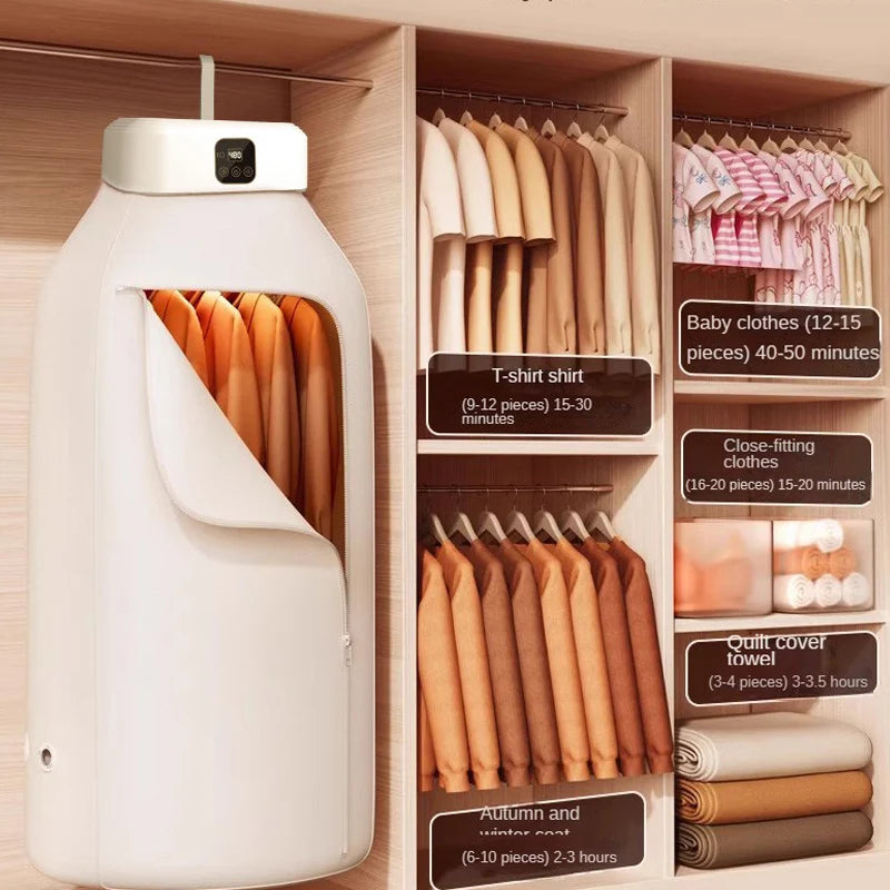Secadora de ropa eléctrica multifuncional con control remoto, para el hogar, con armario, para suelo, secadora de ropa, aire caliente y temporizador.