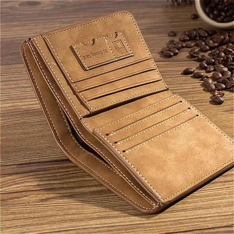 Men's Wallet Leather Billfold Slim Hipster Cowhide Credit Card/ID Holders Inserts Coin Purses Luxury Business Foldable Wallet