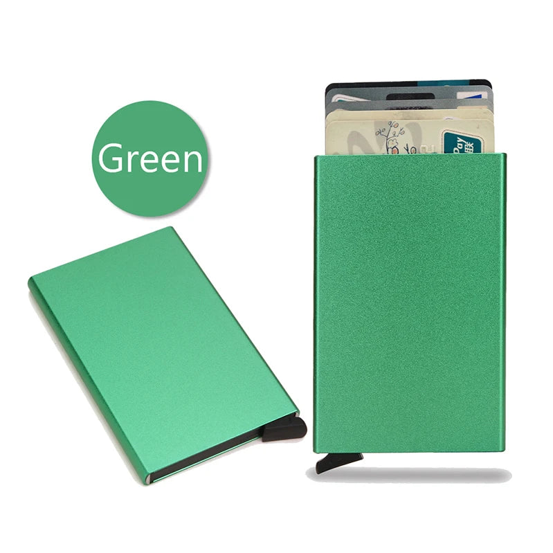 Tarjetero RFID de aluminio metálico, minibilleteras minimalistas y delgadas para hombre y mujer, tarjetero de negocios para hombre y mujer