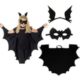 Deluxe Halloween Bat Cape Black Hairpin Mask Cape Costumes Carnival Party Children Unisex Cosplay Decorative Props