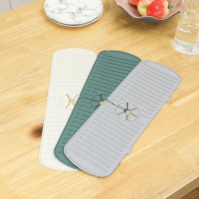 1PC Silicone Faucet Mat Water Ripple Kitchen Bathroom Draining Pad Wash Basin Large Sink Splash Pad Countertop Protector