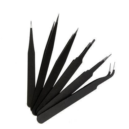 2/6pcs Precision Tweezers Set ESD Anti-Static Stainless Steel Tweezers Repair Tools for Electronics Repair Soldering Craft Tools