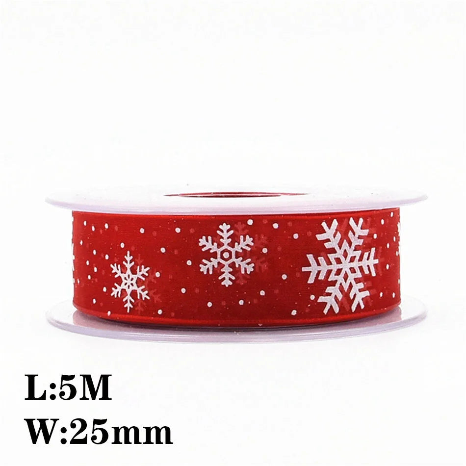 5M 10mm 15mm 25mm Christmas Satin Ribbons Crafts DIY Tape Wedding Gift Bows Natural Organza Ribbon Sewing Clothing Decoration