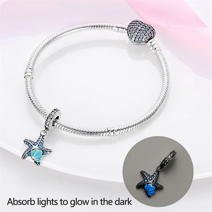 Ocean Series - Original Genuine 925 Sterling Silver Turtle Crab Mermaid Charm Beads Suitable for 3mm Bracelet DIY Making Pendant