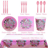 LO&amp;Ling-Cartoon Theme Party Decoration, Disposable Tableware, Hanging Banner, Whistle Mask, Baby Shower, Photo Prop, Girl Birthday 