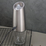 2PCElectric Pepper Grinder Salt And Pepper Grinder USB Rechargeable Adjustable Coarseness Spice Mill With LED Light Kitchen Tool
