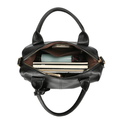 Genuine Brand Soft Leather Shoulder Bag For Women Casual Tote Bag Female Solid Color Purse Simple Design Handbag Commuting Sac