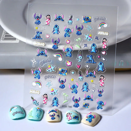 Sanrio Anime 5D Nail Stickers Hello Kitty Kurome Cartoon Stickers Nail Decoration Cute Melody Nail Art Decals Nail Art Supplies