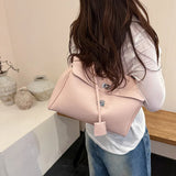 Casual Large Capacity Lychee Pattern Single Shoulder Slant Cross Bag Versatile Underarm Bag Simple Stylish Tote Bag