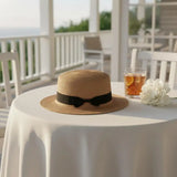 High Quality Flat Top Boater Sun Hat Straw Hat For Men & Women Summer Travel & Beach With Wide Brim UV Protection
