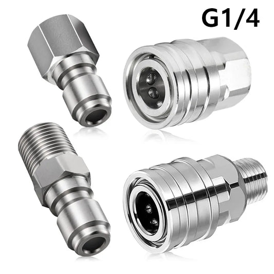 Pressure Washer Coupler Adapter Set, Quick Connect Plug, Stainless Steel, Male and Female Fittings, Hose Accessories, 1/4"