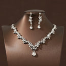 Bridal Wedding Jewelry 4-piece Set, Alloy Crystal Crown&Crystal Necklace&Earrings Women's Classic Wedding Tiaras