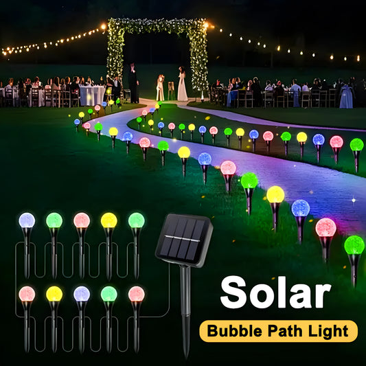 30 LED Solar Bubble Ball Lawn Lights, Waterproof Solar Pathway String Lights for Outdoor Garden Patios Trail Lighting Decoration