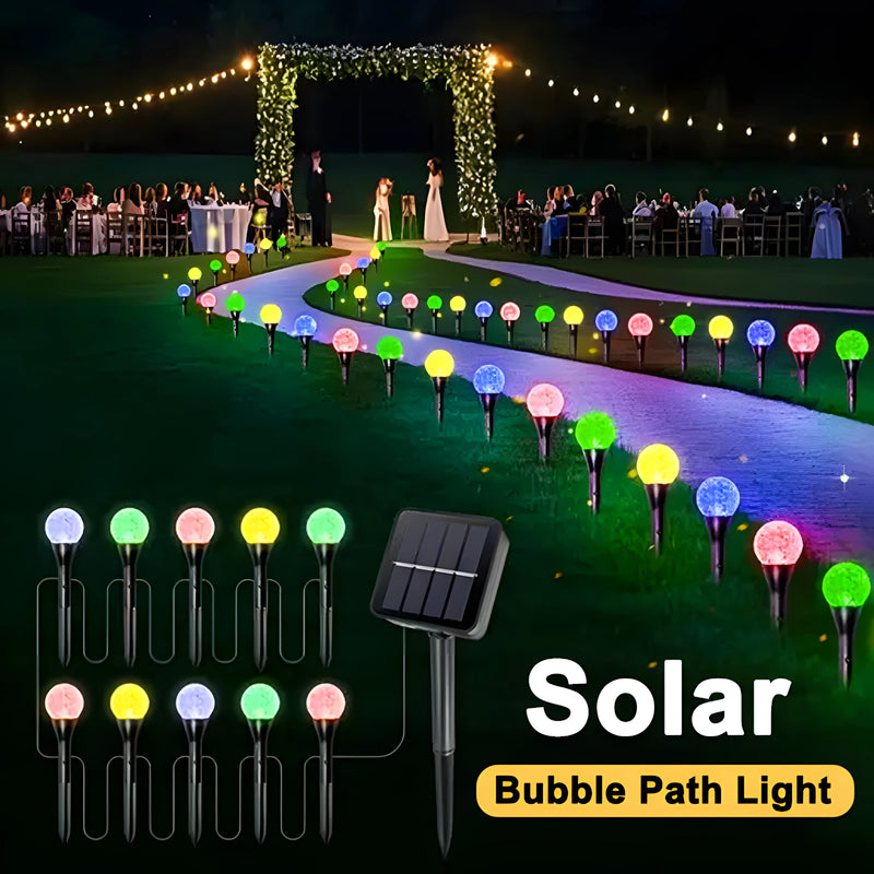 30 LED Solar Bubble Ball Lawn Lights Waterproof Solar Pathway String Light for Outdoor Garden Patios Trail Lighting Decoration