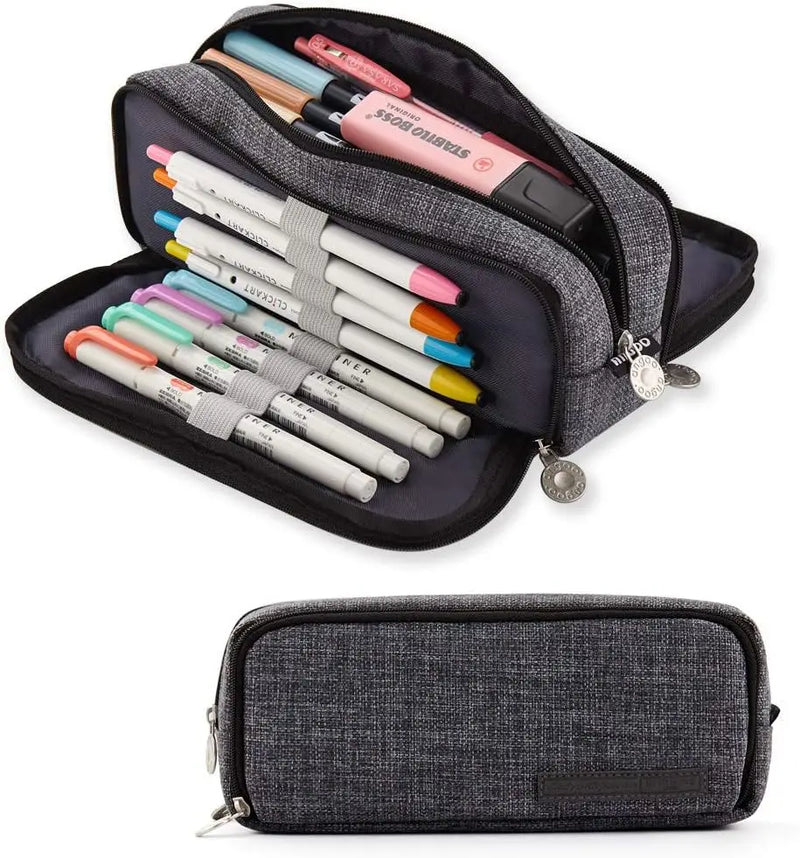 Black Pencil Pouch Stationery Holder Bag Gift Case Pen Ruler Organizer School Student Supplies Canvas Zipper Open Cosmetic Bag A