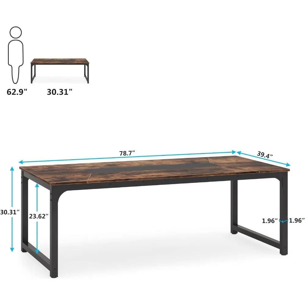 Modern Computer Desk,  Executive Office Desk Computer Table Study Writing Desk Workstation for Home Office,Rustic/Black