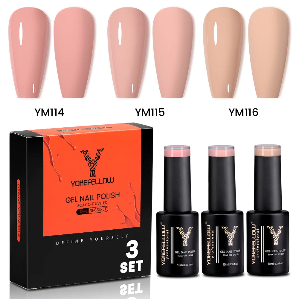 NEW YOKEFELLOW 10ml Crystal Jelly Nude Red Pink Gel Nail Polish Transparent Semi-permanent UV Gel Nail Art Soak Off Gel Varnish